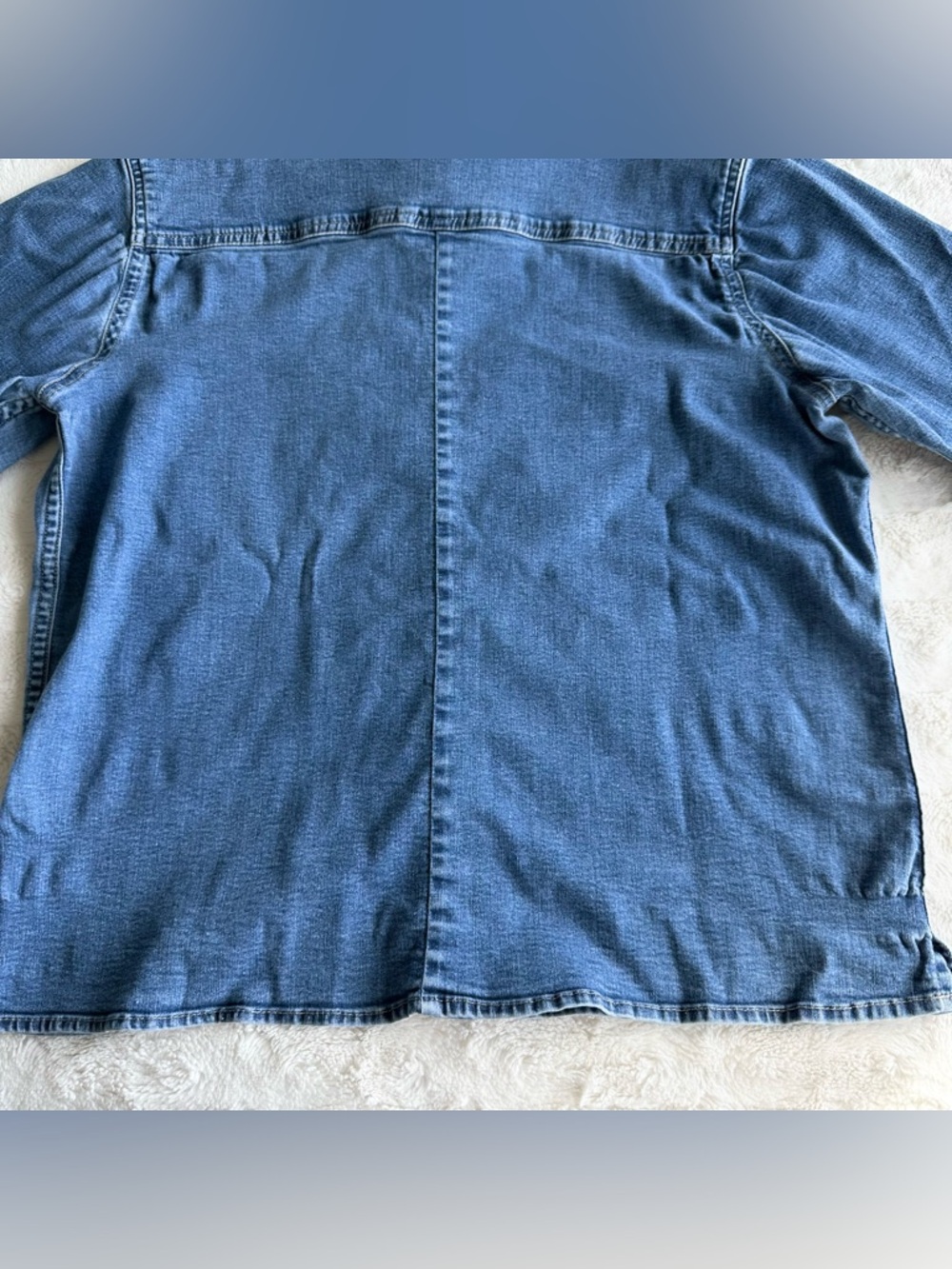Vintage St Johns Bay Denim Shirt Womens Medium Blue 3/4 Sleeves Western Cowgirl - Picture 7 of 9